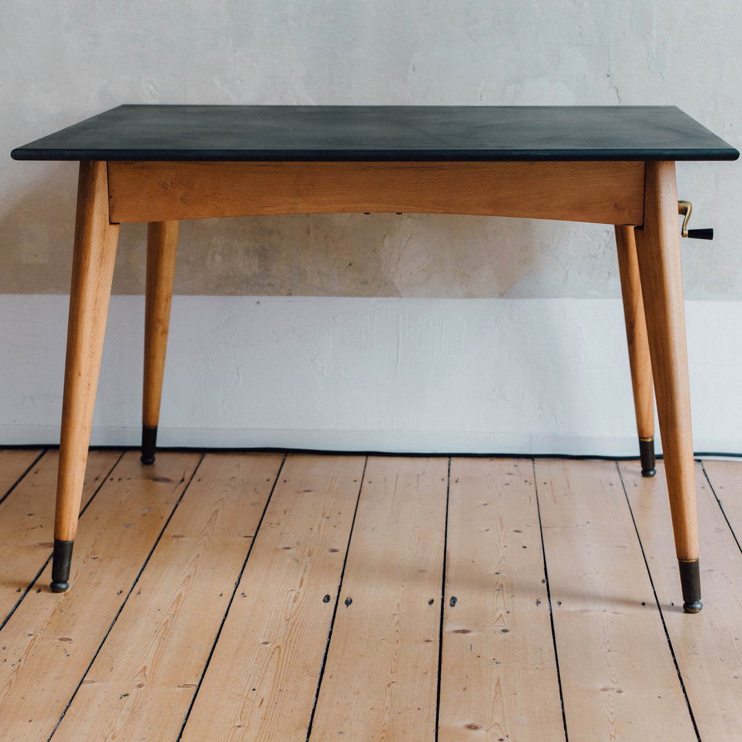 Mid Century Küchentisch mit Holz-Tischplatte